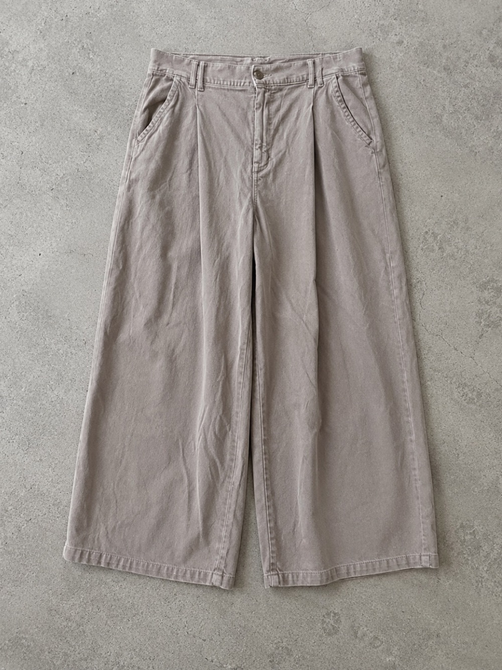 American Eagle Super High Rise Wide Leg Pants 18 Short Lyocell Blend Taupe 2023
